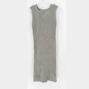 J. Ing Tan Crew Neck Sleeveless Ribbed Knit Casual Midi Tank Dress Size Small